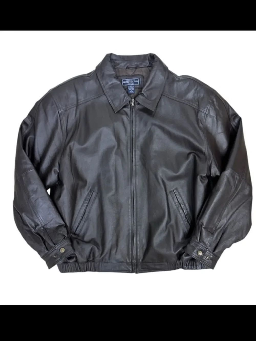 Vintage 90s Black Genuine Leather Bomber Jacket XL Mens Oversized Streetwear